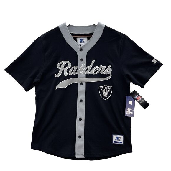 Starter Other - Las Vegas Raiders Starter NFL Baseball Jersey Men's L Black Gray Football Shirt